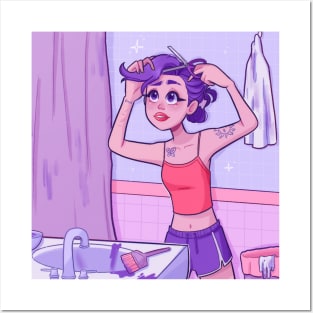 Purple Hair Posters and Art